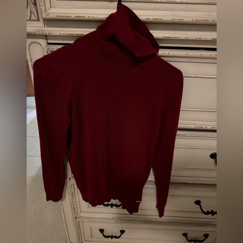 Red Calvin Klein Turtle Neck Top